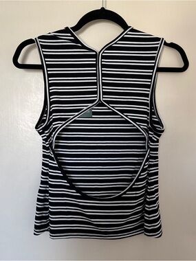 wild fable Black and White Striped Open-Back Tank Top size L